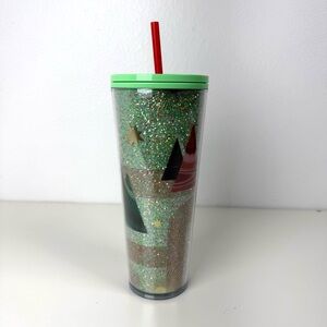 New Starbucks 2020 Green Glitter Christmas Tree Holiday Tumbler 24 oz
